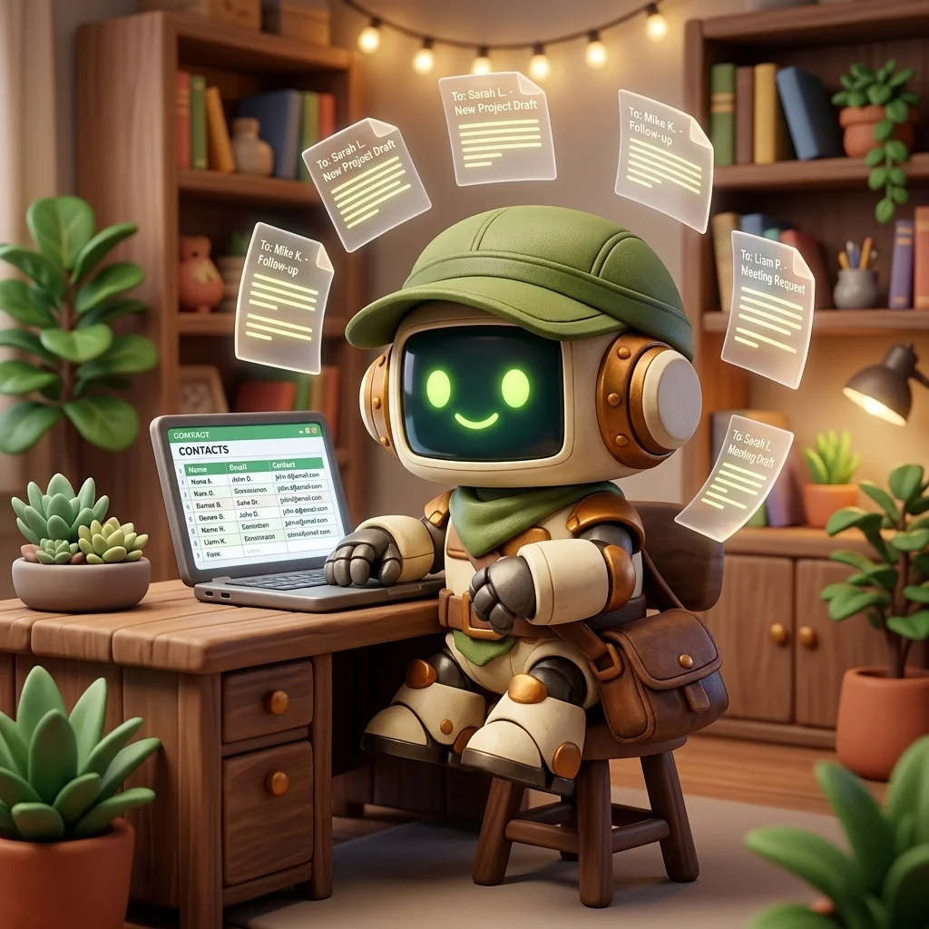 SAM writing personalized emails from a spreadsheet of leads